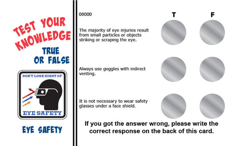 Eye Safety True/False Knowledge Card Package  - #402696