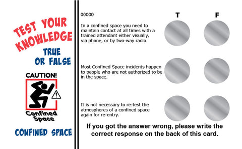 Confined Space True/False Knowledge Card Package - #402694