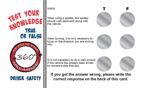 Driver Safety 360 Walk Around True/False Knowledge Card Package - #402732