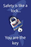 Lock with VPP logo on a blue background with safety slogan
