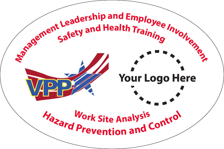 Oval sticker with VPP logo and text about safety and health training