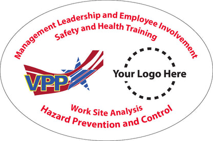 Oval sticker with VPP logo and text about safety and health training