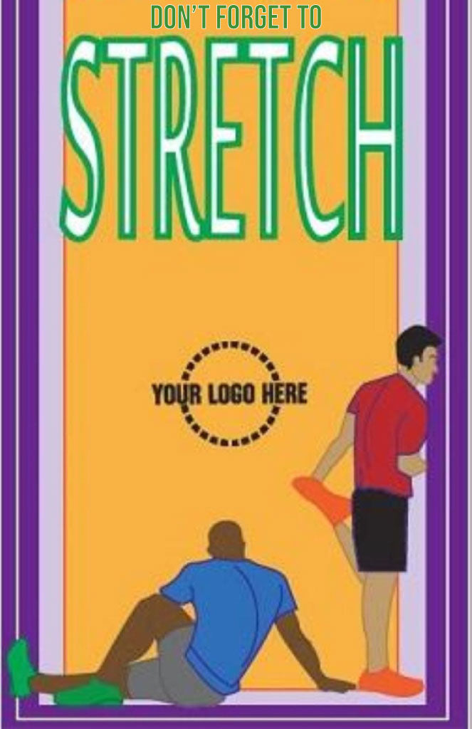 Vintage-style poster with 'Don't Forget to Stretch' text and people stretching, ready for customization.