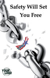 Breaking chain with 'Safety Will Set You Free' text and VPP logo.