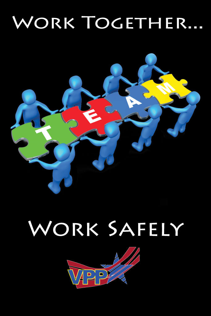 Teamwork concept with puzzle pieces spelling 'TEAM' against a black background, featuring VPP logo.