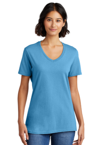 DTF Print Women's Core Cotton V-Neck Tee #404887-L