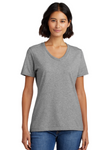 DTF Print Women's Core Cotton V-Neck Tee #404887-L
