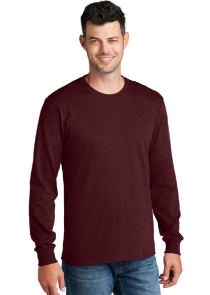 DTF Print Men's Core Cotton Long Sleeve Tee-Dark #400624-D