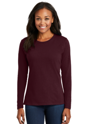 DTF Print Women's Core Cotton Long Sleeve Tee #401155-D