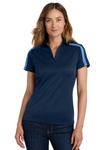 Embroidered Womens Silk Touch Performance Colorblock Stripe Polo #404756