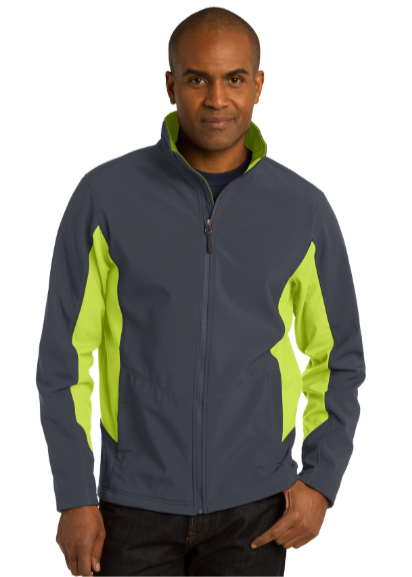 Embroidered Men's Core Colorblock Soft Shell Jacket-Tall  #404845