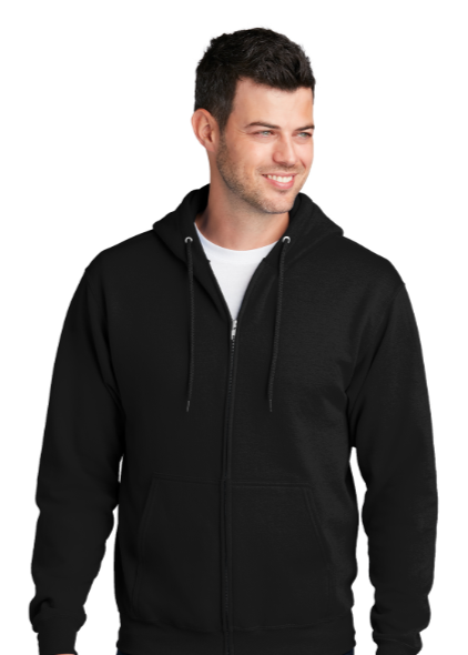 Embroidered Men's Hooded Sweatshirt Full Zip- Dark Colors #401061-D