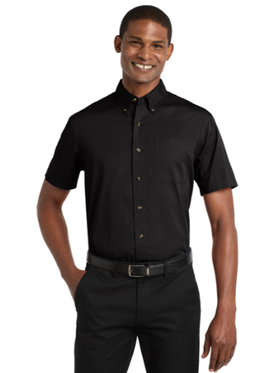 Embroidered Men's Short Sleeve Twill Shirt  #404822