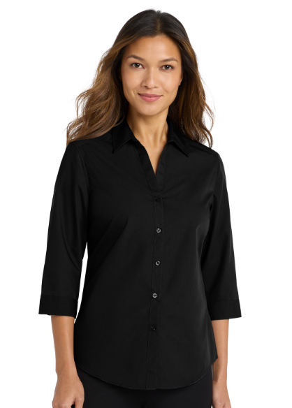 Embroidered Women's 3/4- Sleeve Carefree Poplin Shirt  #402128