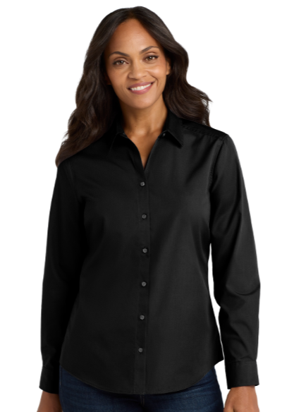 Embroidered Women's Long Sleeve Carefree Poplin Shirt  #403499