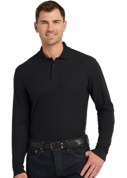 Embroidered Long Sleeve Core Classic Pique Polo #404730