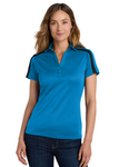 Embroidered Womens Silk Touch Performance Colorblock Stripe Polo #404756