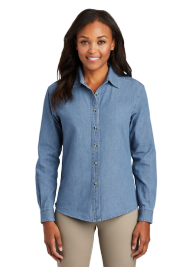 Embroidered Women's Long Sleeve Value Denim Shirt  #404816