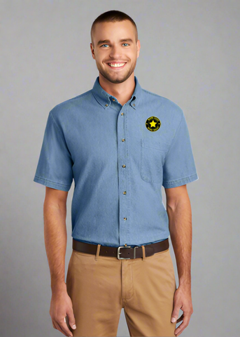 Embroidered Men's Short Sleeve Value Denim Shirt  #404817