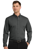 Embroidered  Long Sleeve Carefree Poplin Shirt  #401335