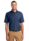 Embroidered Men's Short Sleeve Value Denim Shirt  #404817