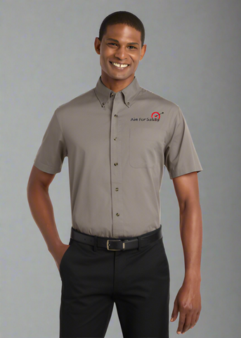 Embroidered Men's Short Sleeve Twill Shirt  #404822