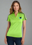 Embroidered Womens Silk Touch Performance Colorblock Stripe Polo #404756