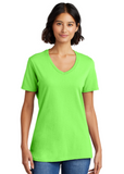 DTF Print Women's Core Cotton V-Neck Tee #404887-L