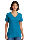 DTF Print Women's Core Cotton V-Neck Tee #404887-L