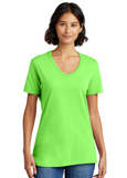DTF Print Women's Core Cotton V-Neck Tee #404887-L