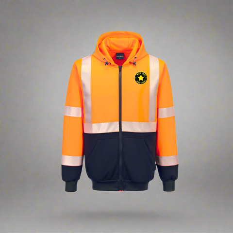 Embroidered Hi-Vis Contrast Segmented Tape Zipped Hoodie #404896