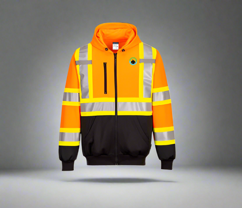 Embroidered Hi-Vis X Back Contrast Tape Zipped Hoodie #404898