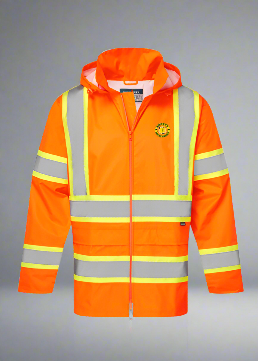 Embroidered Hi-Vis X Back Contrast Tape Rain Jacket #404925