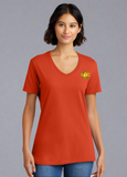 DTF Print Women's Core Cotton V-Neck Tee #404887-D