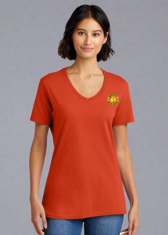 DTF Print Women's Core Cotton V-Neck Tee #404887-D