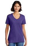 DTF Print Women's Core Cotton V-Neck Tee #404887-D
