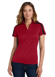 Embroidered Womens Silk Touch Performance Colorblock Stripe Polo #404756