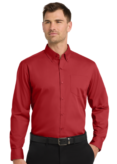 Embroidered  Long Sleeve Carefree Poplin Shirt  #401335