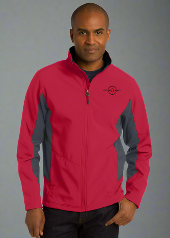 Embroidered Men's Core Colorblock Soft Shell Jacket-Tall  #404845