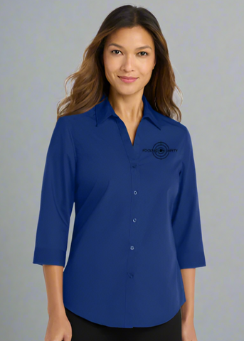 Embroidered Women's 3/4- Sleeve Carefree Poplin Shirt  #402128