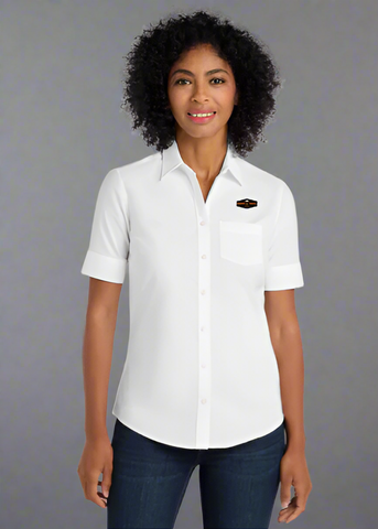 Embroidered Women's Short Sleeve SuperPro Oxford Shirt  #404812