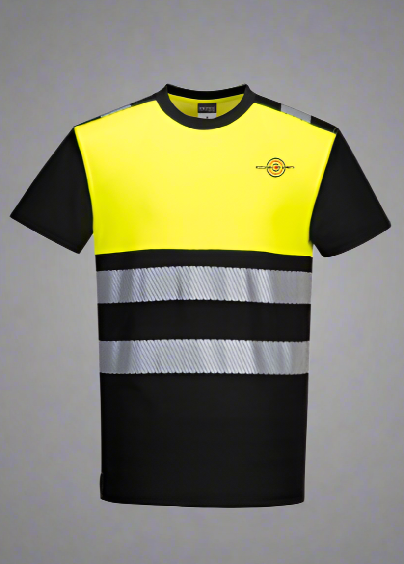 DTF Print Hi-Vis PW3 Cotton Comfort Class 1 T-Shirt Short Sleeve  #404949