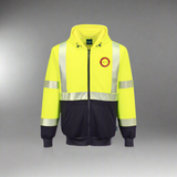Embroidered Hi-Vis Contrast Segmented Tape Zipped Hoodie #404896