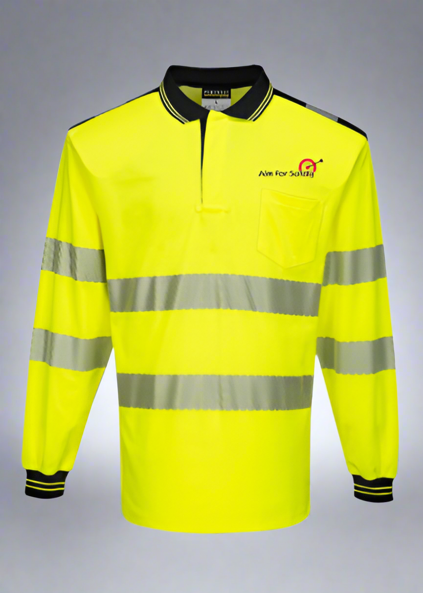 Embroidered Hi-Vis PW3 Cotton Comfort Polo Shirt Long Sleeve #404917