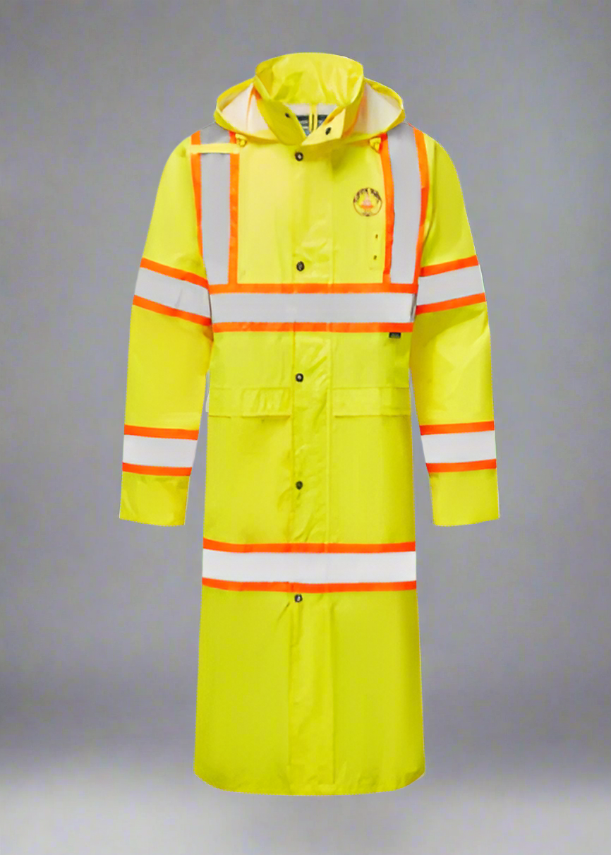 Embroidered Hi-Vis Contrast Tape Rain Coat 48" #404924
