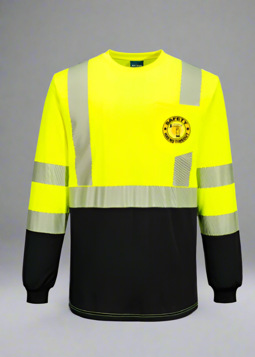 DTF Print Hi-Vis  Segmented Tape Contrast T-Shirt Long Sleeve  #404942