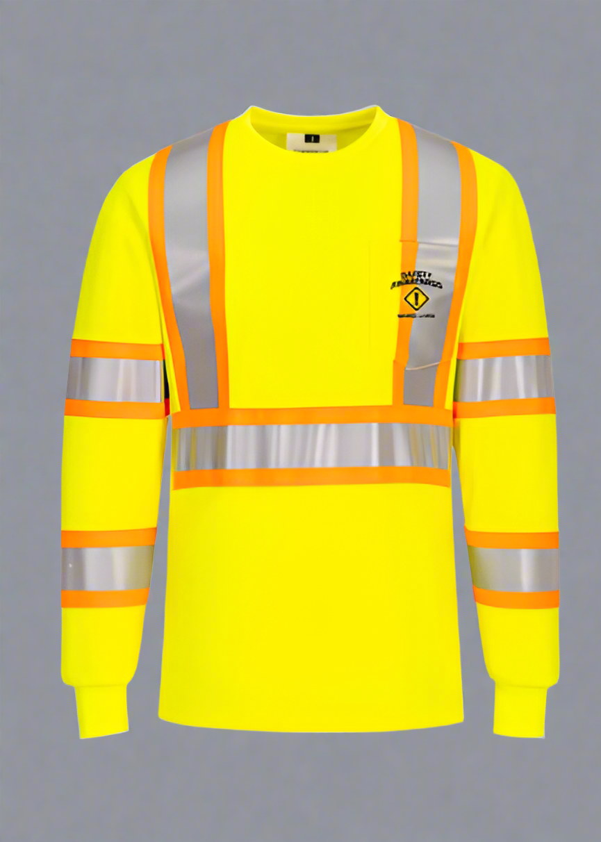DTF Print Hi-Vis XBack Contrast T-Shirt Long Sleeve  #404945