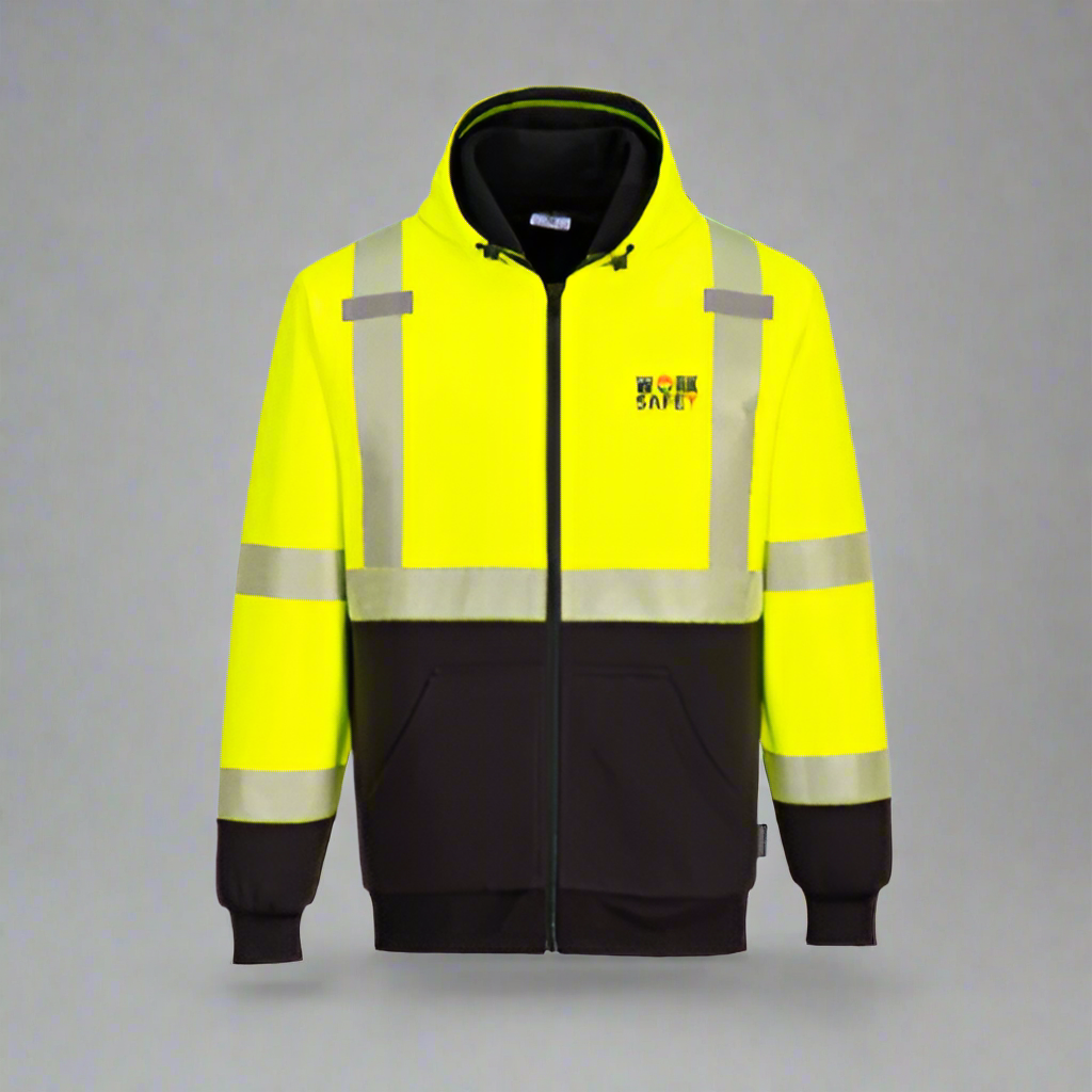 Embroidered Hi-Vis Contrast Zipped Winter Hoodie #404897