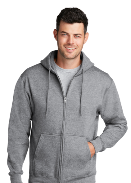 Embroidered Men's Hooded Sweatshirt Full Zip- Light Colors #401061-L