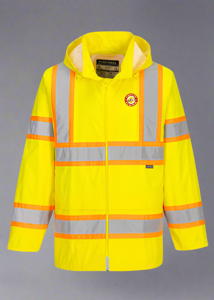 Embroidered Hi-Vis Contrast Tape Rain Traffic Jacket #404927